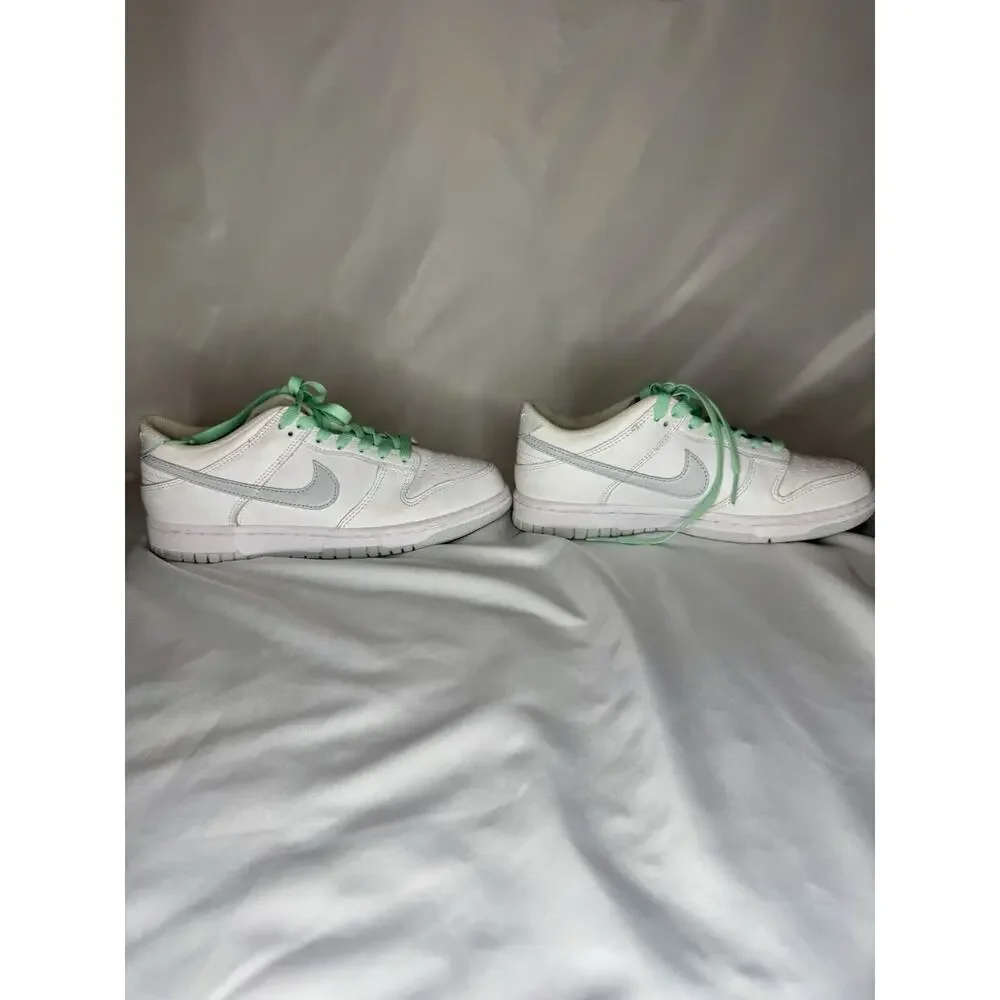 Nike Dunk Low Women 8 White Light Smoke Grey Mint Laces Sneaker